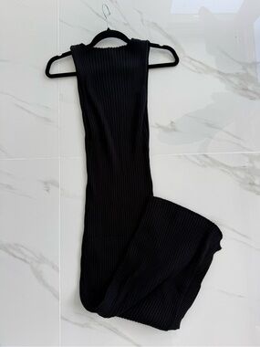 Anna Quan Ribbed Sleeveless Black Knit Maxi Dress, AU4